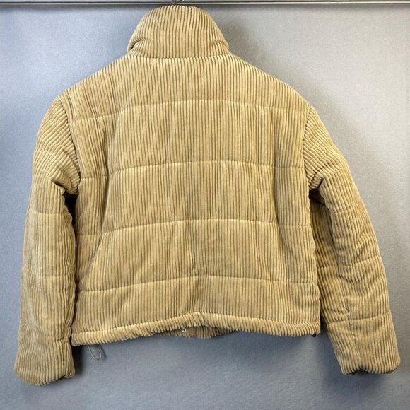 7 For All Mankind Corduroy Jacket Womens Size XS Crop Puffer Beige 81532 Trendy - Picture 8 of 14